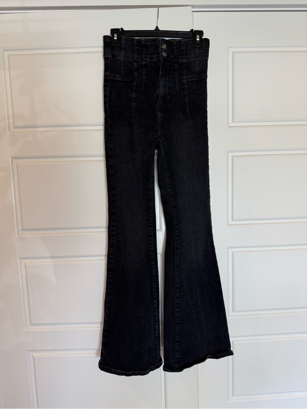Free People Black High-Rise Flared Jeans